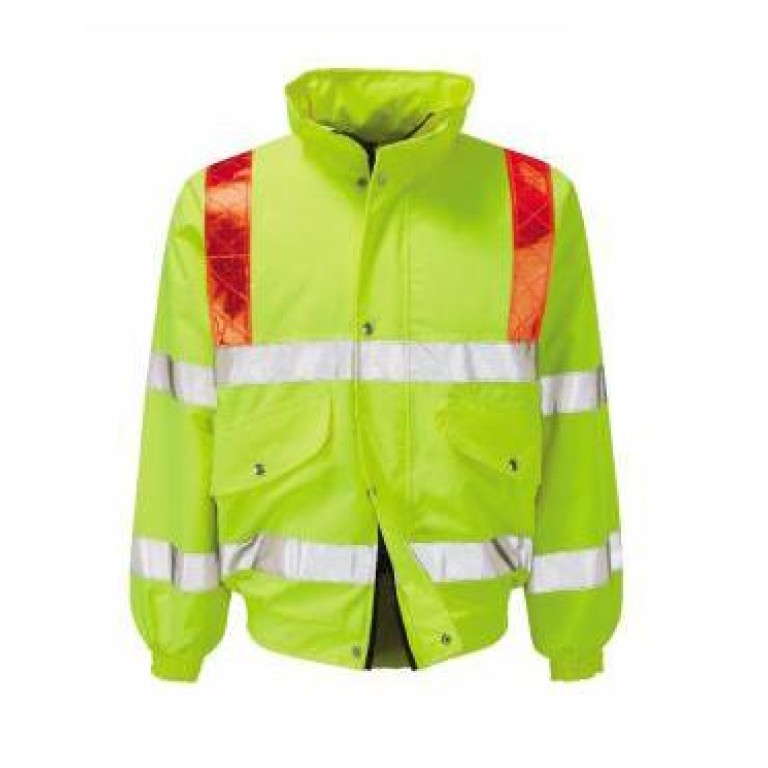 Orbit Hi Vis Bomber Bomber Jacket with red Braces