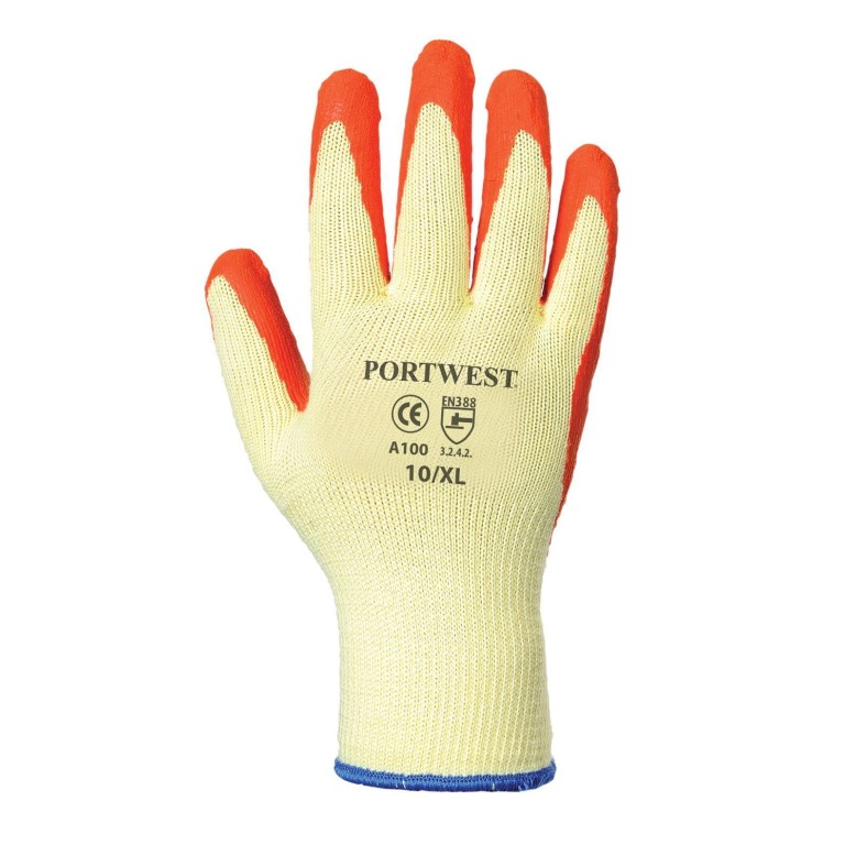 Portwest Grip Latex Palm Safety Work Wear Gloves (Pack of 12 pairs)