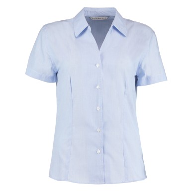 Kustom Kit Ladies' Pinstripe Short Sleeve Shirt