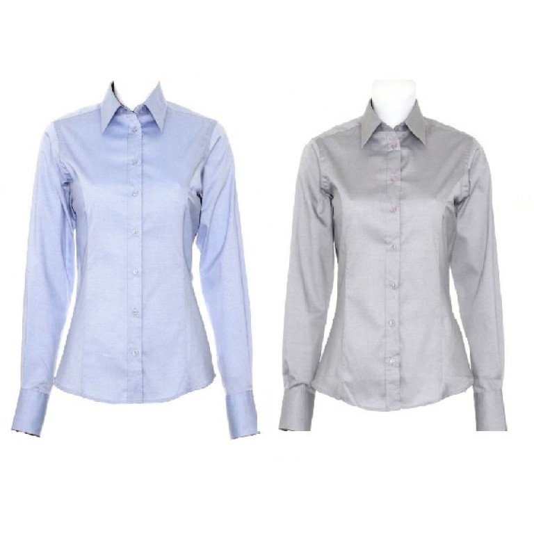 Kustom Kit Ladies Contrast Premium Oxford Long Sleeve Shirt 