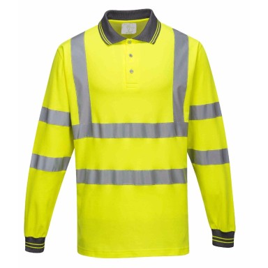 Portwest H-Viz Long Sleeved Cotton Comfort Polo