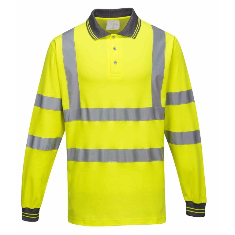 Portwest H-Viz Long Sleeved Cotton Comfort Polo
