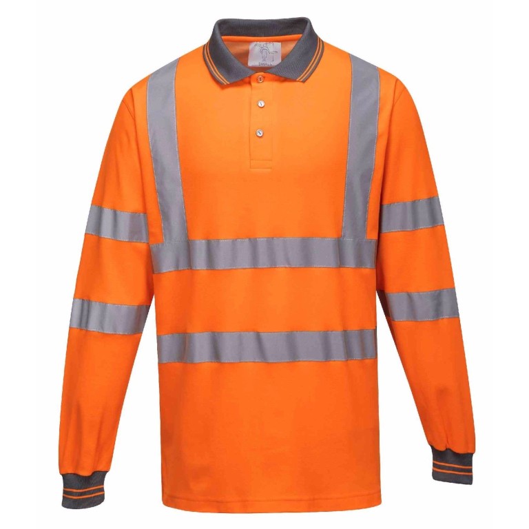 Portwest H-Viz Long Sleeved Cotton Comfort Polo