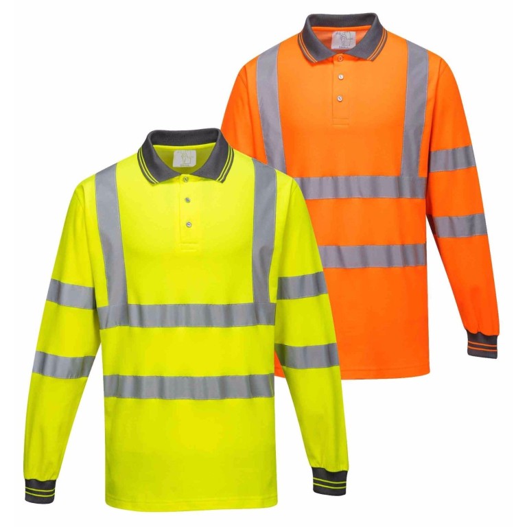 Portwest H-Viz Long Sleeved Cotton Comfort Polo